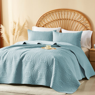 Ensemble de courtepointe 3 pièces pour lit king, couvre-lit léger, doux et chaud avec 2 taies d'oreiller
