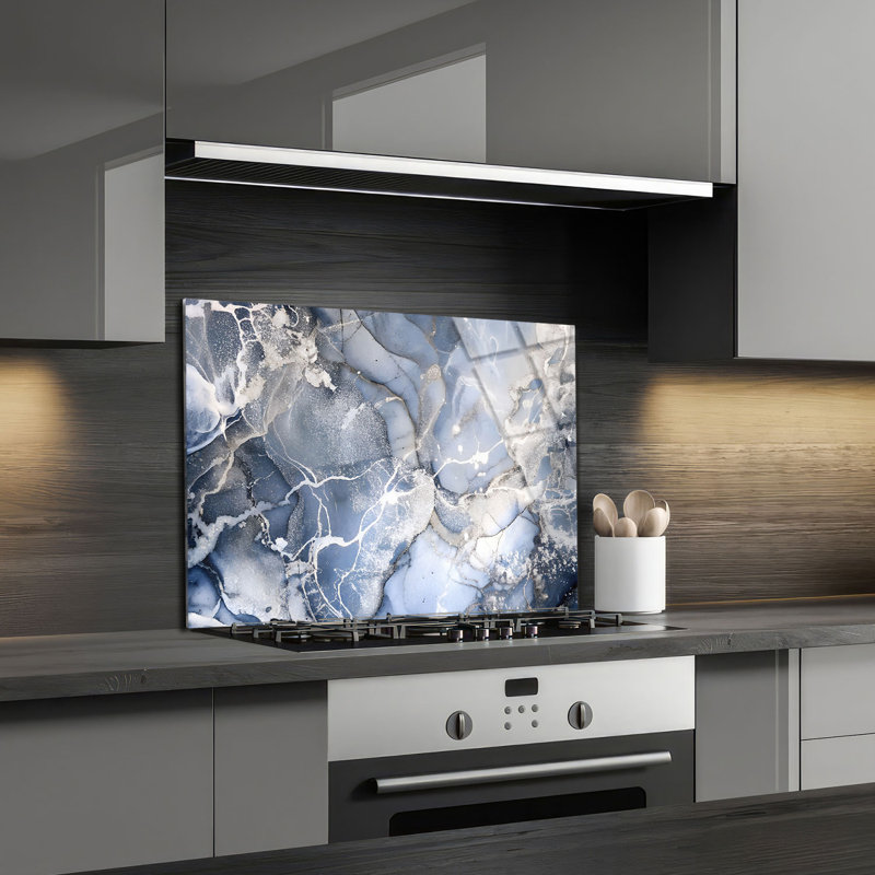 Dosseret en verre trempé Ice Flow - décoration murale de cuisine, H 12 po x l 25,6 po x P 0,5 po