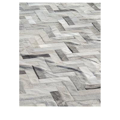 Vamos Cowhide Geometric Area Rug in Gray