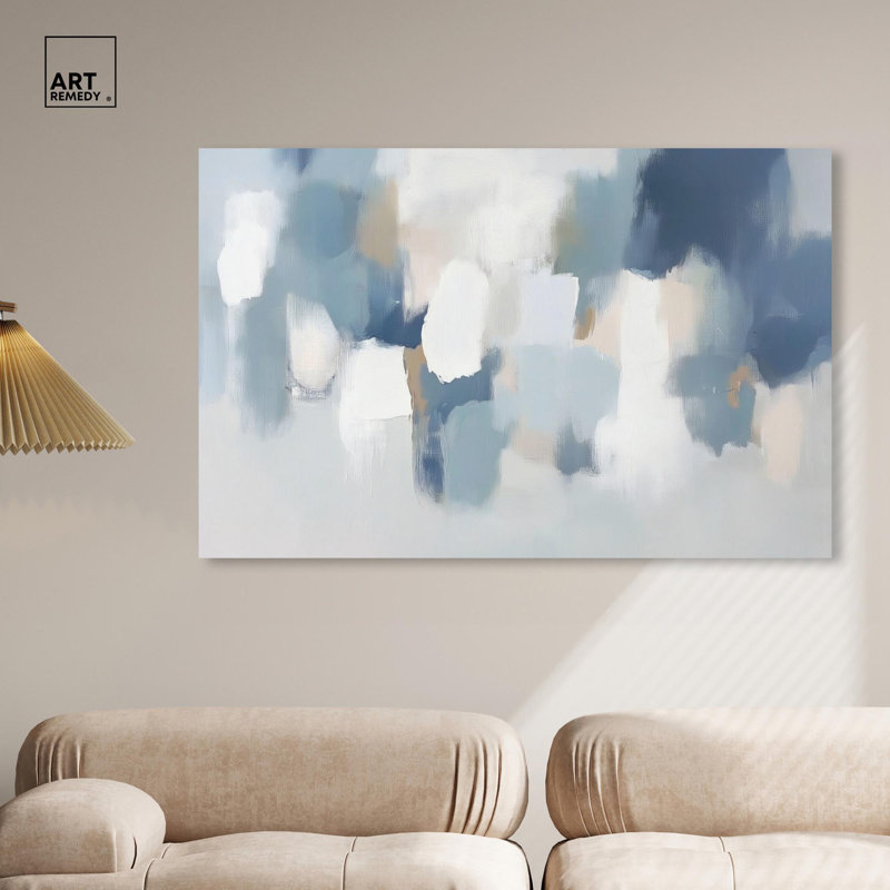 Dreaming Indigo I Canvas Blue Abstract Art by Art Remedy, 36" H x 54" W, Wrapped Canvas