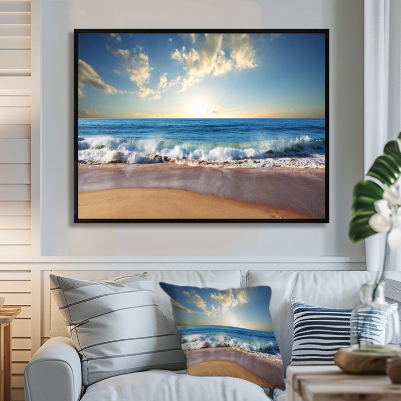 Sea Sunset - Photographic Print, Black Floater Framed, 34" H x 44" W
