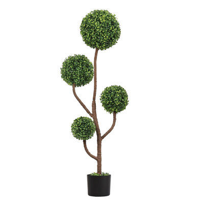 4pi de haut topiaire en buis artificiel, grande plante artificielle en pot vert pour la décoration intérieure et extérieure d'un patio, 1pc / ensemble