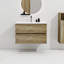 Gloria 30" Wall Mounted Soft  & Walnut Bathroom Vanity With Integrated Ceramic Sink With Overflow-621148662