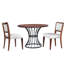 Table ronde en chêne de 42 po et 2 chaises rembourrées, surface en grattoir, base en fer robuste pour les repas dans la cuisine avec teinture frottée à la main, petite pièce confortable et mate