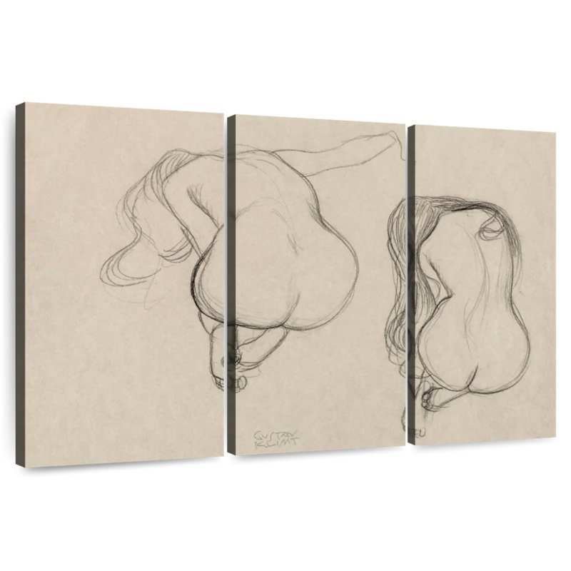 Leisha - Deux études d'un nu assis aux cheveux longs - 1901-1902, H 24 po x l 38 po