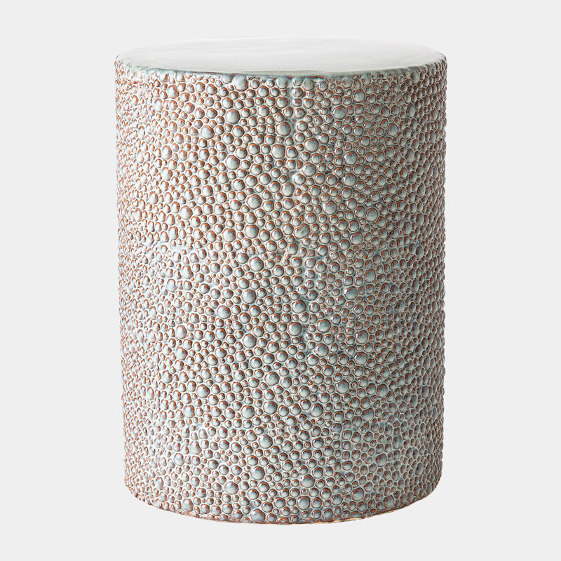 Galet blanc tabouret brillant, Blanc / Gris