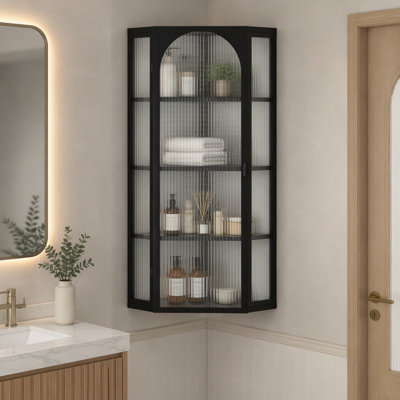 Armoire de coin murale à porte en verre