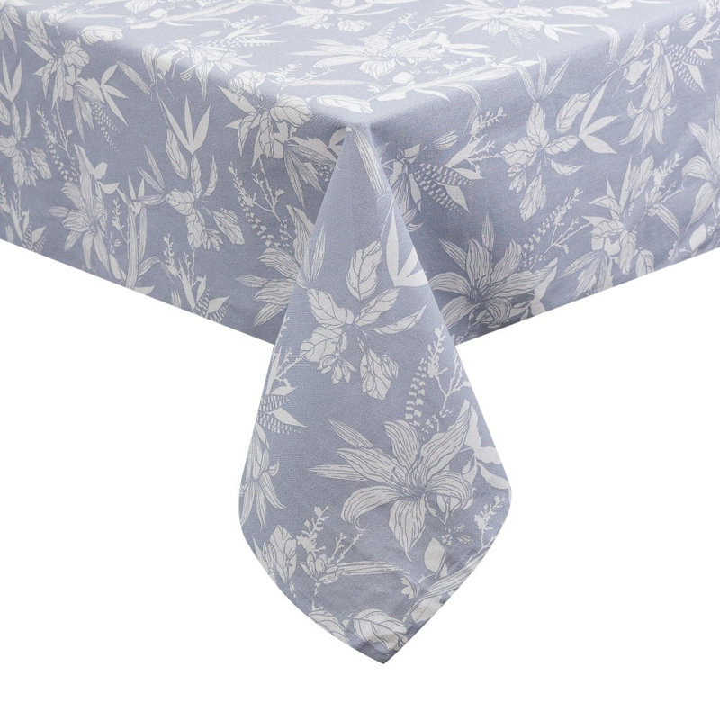Nappe rectangulaire en coton à motif floral, gris, 120 po x 60 po