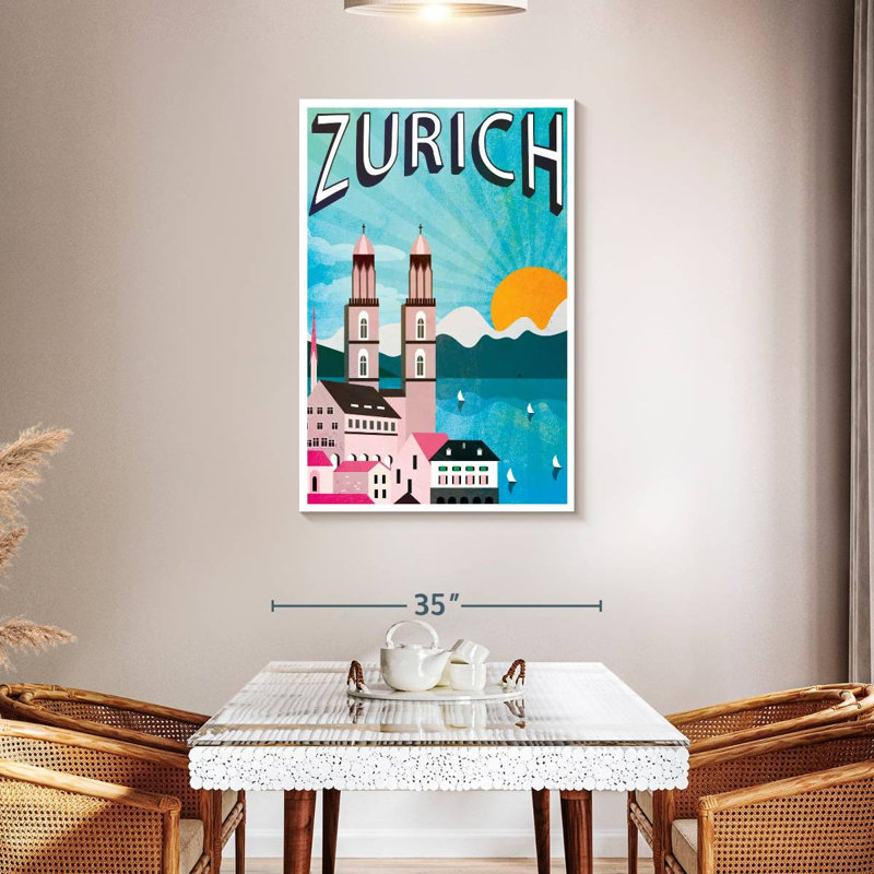Affiche zurichoise de Zurich, H 45 po x l 30 po