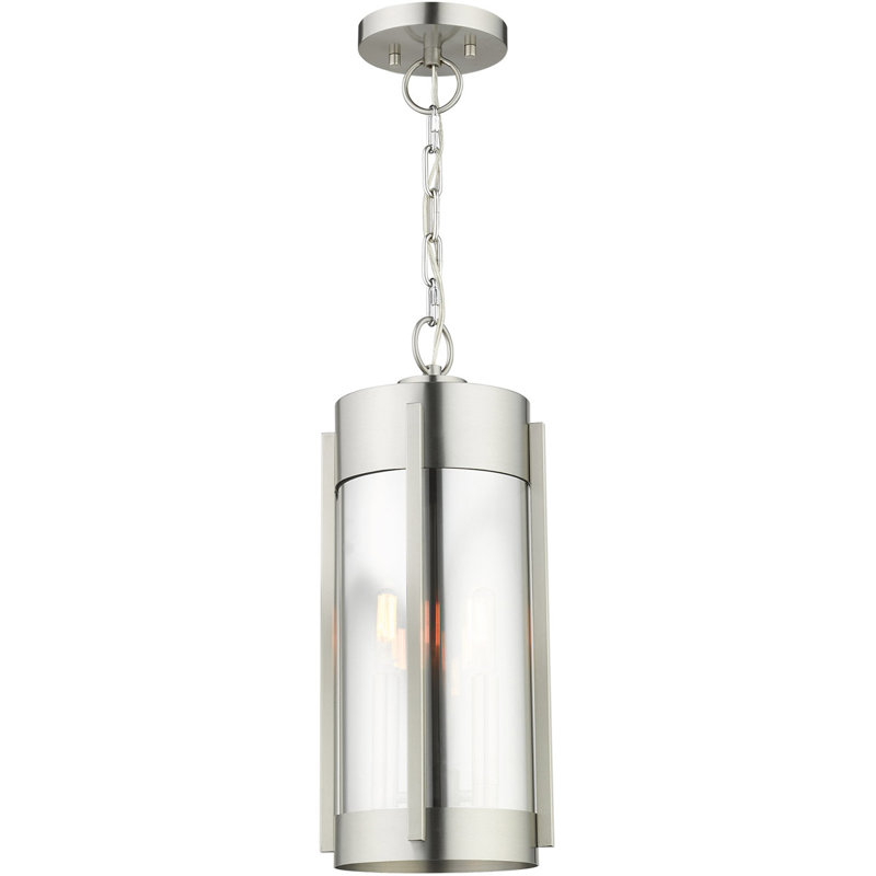 Brushed Nickel and Smoked Glass Outdoor Pendant Lantern