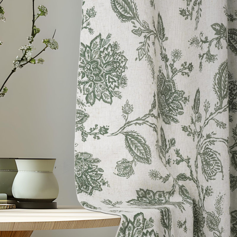 Zawacki Linen Blend Blackout Sliding Panel Pair, 52" W x 63" L, Loden Green/Beige