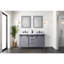 Ensemble de meuble-lavabo double gris foncé l 60 po x P 22 po, comptoir en marbre de Carrare et robinet