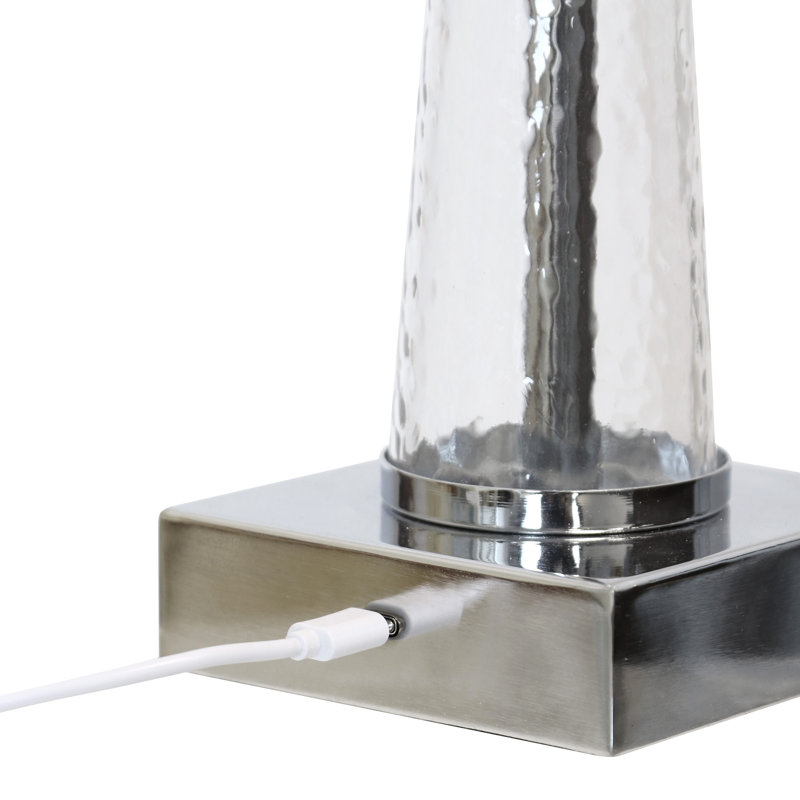 Lampe de table rechargeable DEL Arden en verre texturé