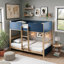 Lit superposé simple au-dessus d'un lit simple en bois massif scandinave Bustillo-598409459