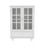 Buffet blanc avec portes doubles en verre et tiroir - Buffet minimaliste moderne en bois pour le salon, le vestibule