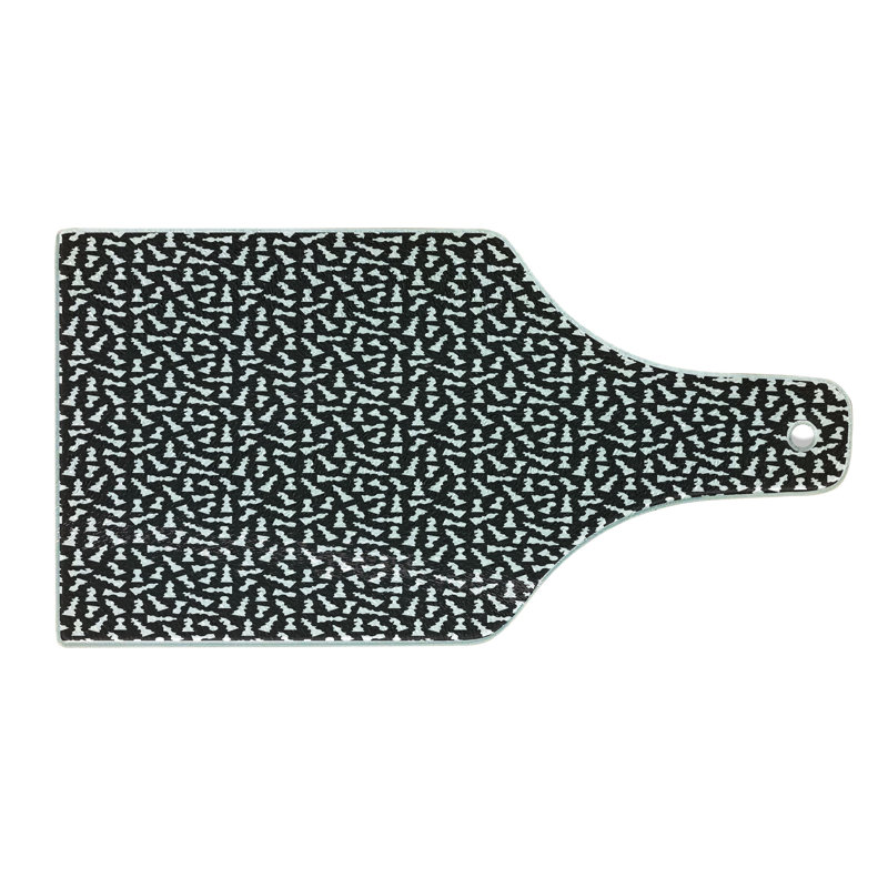 Black and White Chess Silhouette Tempered Glass Cutting Board