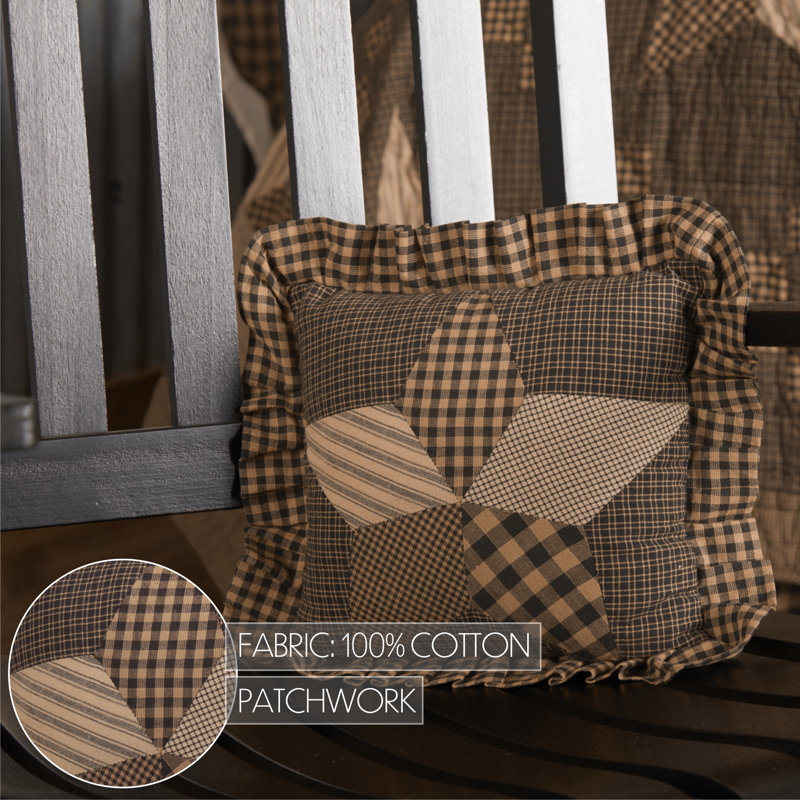 Farmhouse Star 10" Gray Cotton Accent Pillow