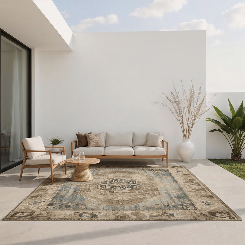 Ornate Horizon Indoor And Outdoor Area Rug, Rectangle 1'6" x 2'6"