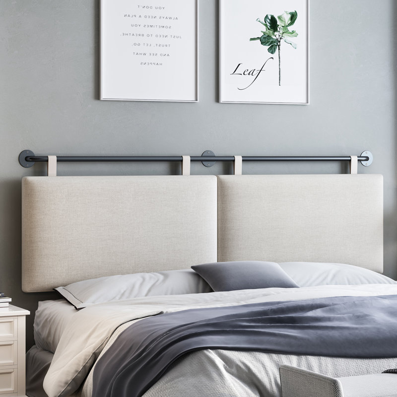 Tête de lit tapissier à panneau 100% lin, Très grand, Beige