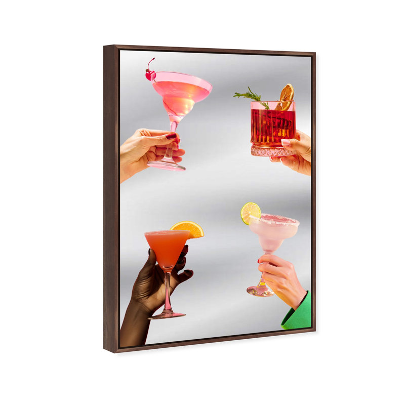 Ladies Night Drinks and Spirits Framed Mirror by Oliver Gal, Brown