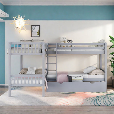3 Drawers Twin Size L-shaped Bunk Bed
