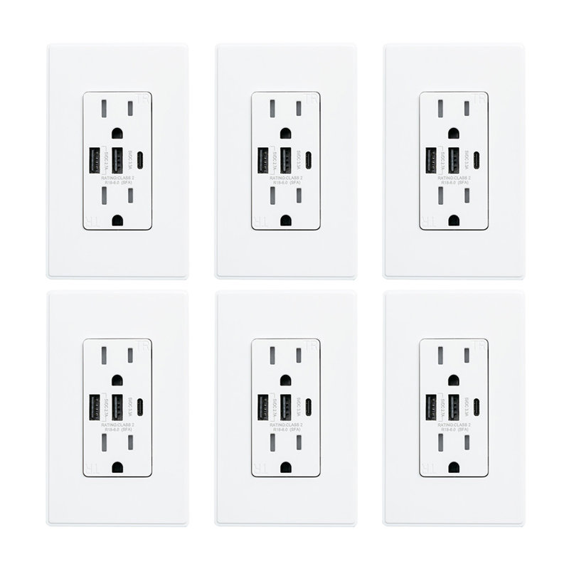 15 Tamper Resistant Duplex Outlet, 6, White
