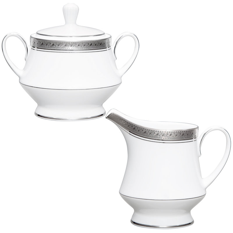 Noritake Crestwood Sugar and Creamer Set, Platinum