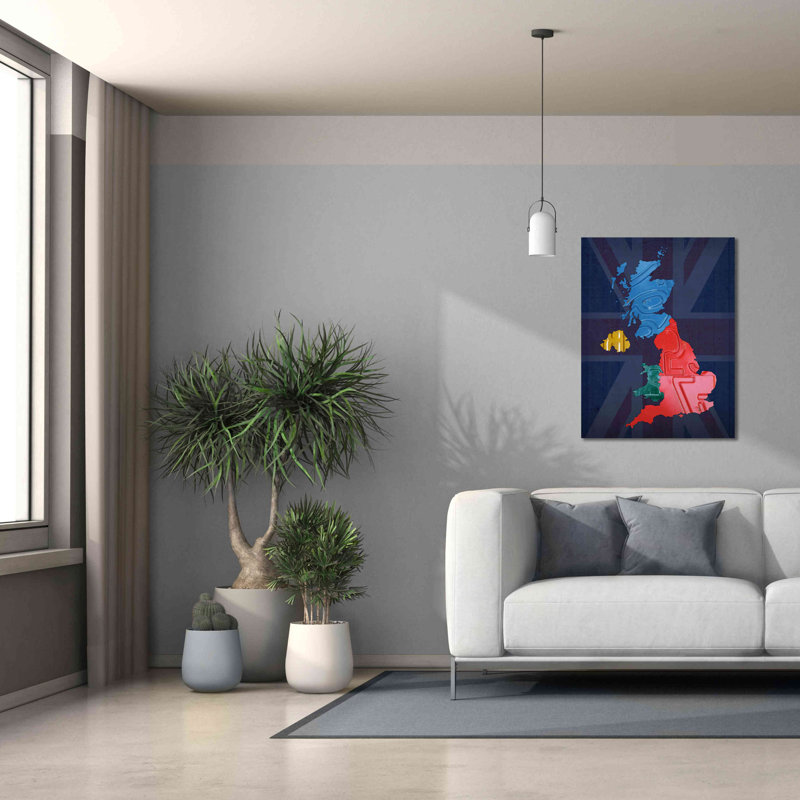 «UK Map» par Design Turnpike, H 34 po x l 26 po x P 1,5 po