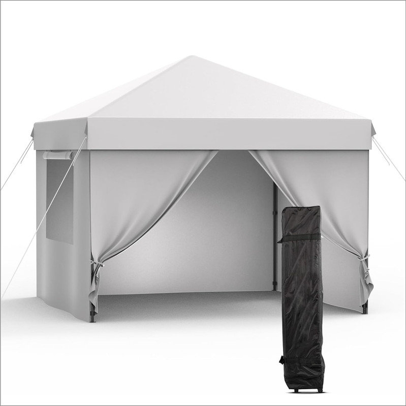 10x10 Feet Instant Pop-Up Canopy Tent - Quick One-Push Setup Outdoor Sun Shelter for Events, Parties & Camping, Commercial-Grade Foldable Canopy with 4 Detachable Sidewalls