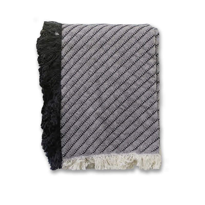 Jeté tissé 46 x 67, Rayures noires