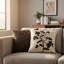 Coussin décoratif floral noir et blanc 18 po x 18 po