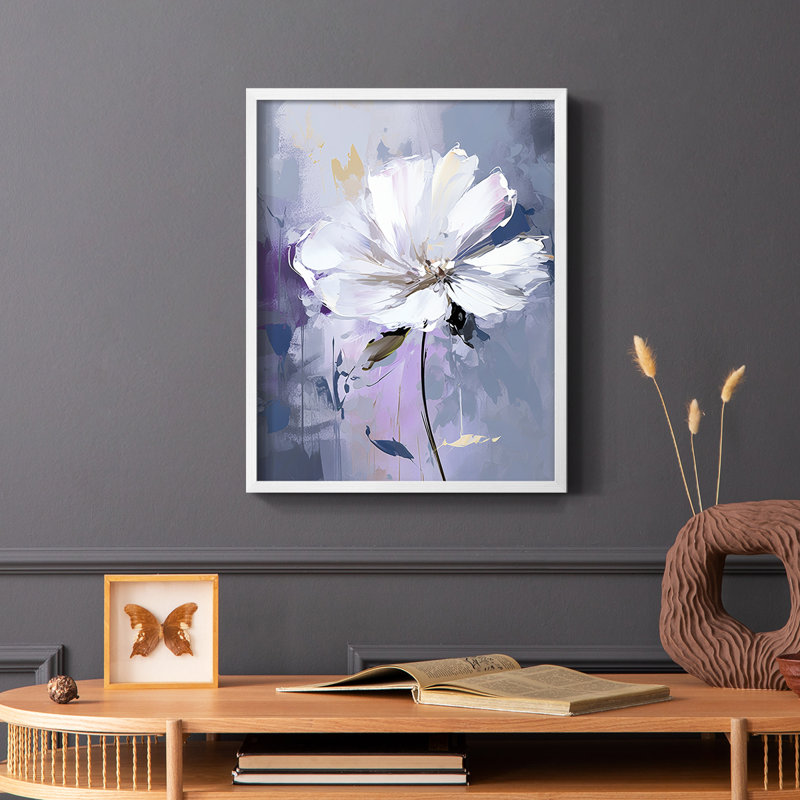 Série FLORAL CDxxxi - reproduction encadrée de qualité supérieure - prête à être accrochée - aucun clou requis, Blanc