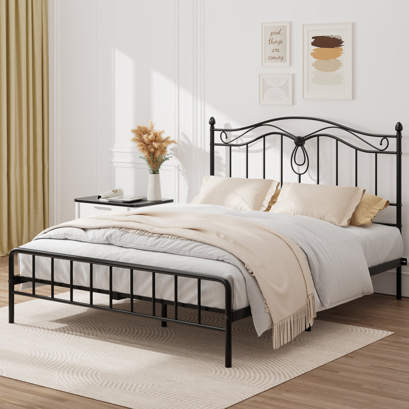 Vintage Metal Headboard With Butterfly Design, Full