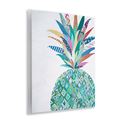 Geometric Patterned Pineapple Wall Plaque Art by Jennifer Peck