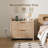 Fluted Nightstand with Charging Station, 23.6" Modern Night Stand with 2 Drawers, Side Table with Storage, Bedside Table for Bedroom, Living Room, Natural Oak-623659635
