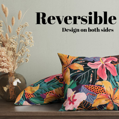 Jungle Haven Floral Reversible Pillow Cover
