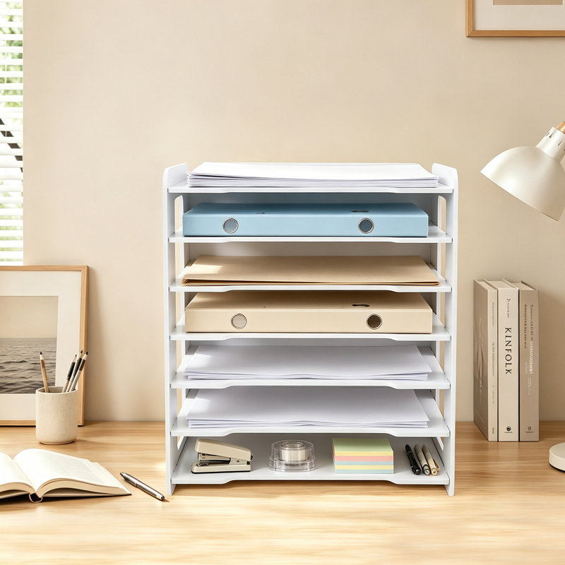 Organiseur de bureau à 7 niveaux, tablette de rangement pour dossiers papier, porte-documents de bureau pour la maison, le bureau ou la salle de classe.