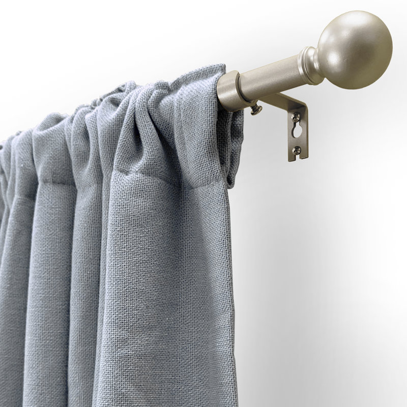 5/8" Drapery Single Curtain Rod Set with Sphere finials_Silver, 2.2" H x 31" W x 2.2" D
