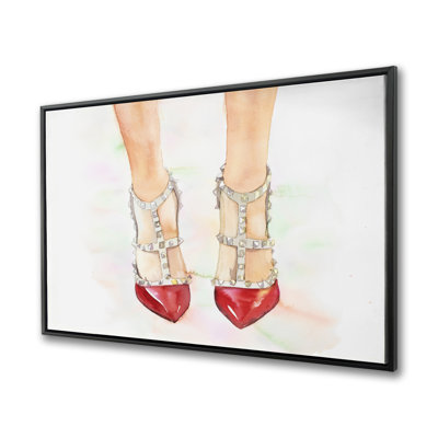 Red Studded High Heels - Bedroom Fashion Canvas Decor