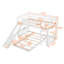 Lit simple au-dessus d'un lit superposé blanc avec glissade et côté - installable, construction en bois de pin massif, idéale pour les petites chambres à coucher, éléments de conception gris, ensemble de matelas à lattes blanc, cadre, planche, espace maximisé, stable