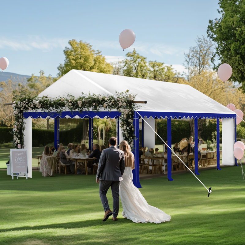 13 Ft. W X 26 Ft. D Steel Canopy Tent With 4 Side Walls Heavy Duty Party Tents For Parties, 13 ft. W X 26 ft. D
