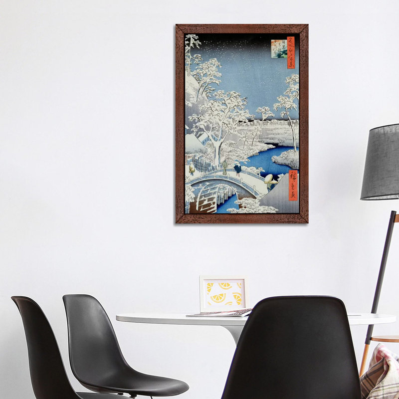 Winter Landscape by Japanese School - Floater Frame Painting on Canvas, 66.04 cm H x 45.72 cm W, Brown Framed