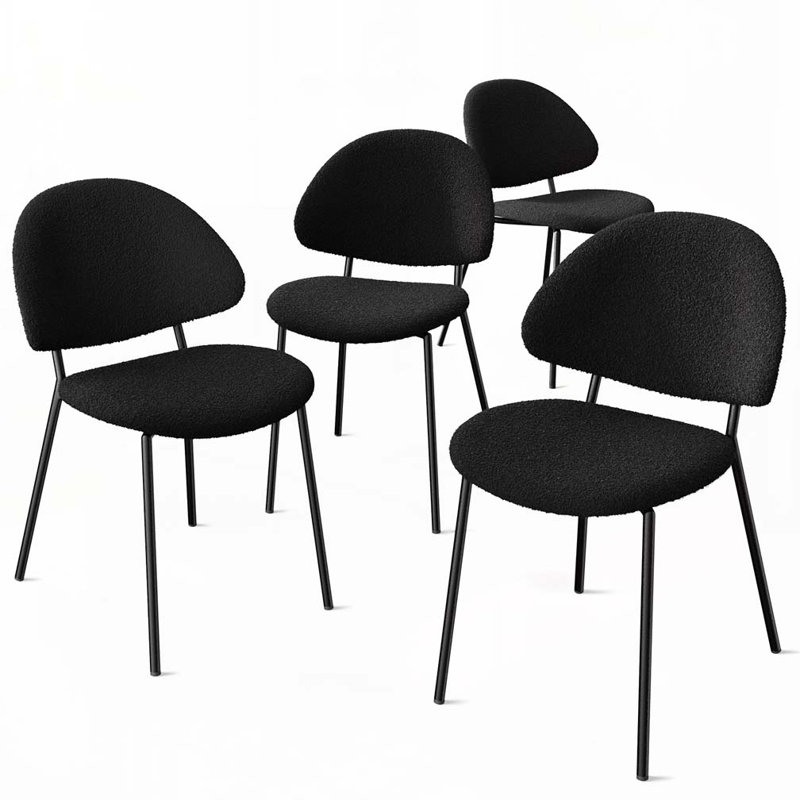 Ensemble de chaises de salle à manger rembourrées avec dossier Boucle, Noir