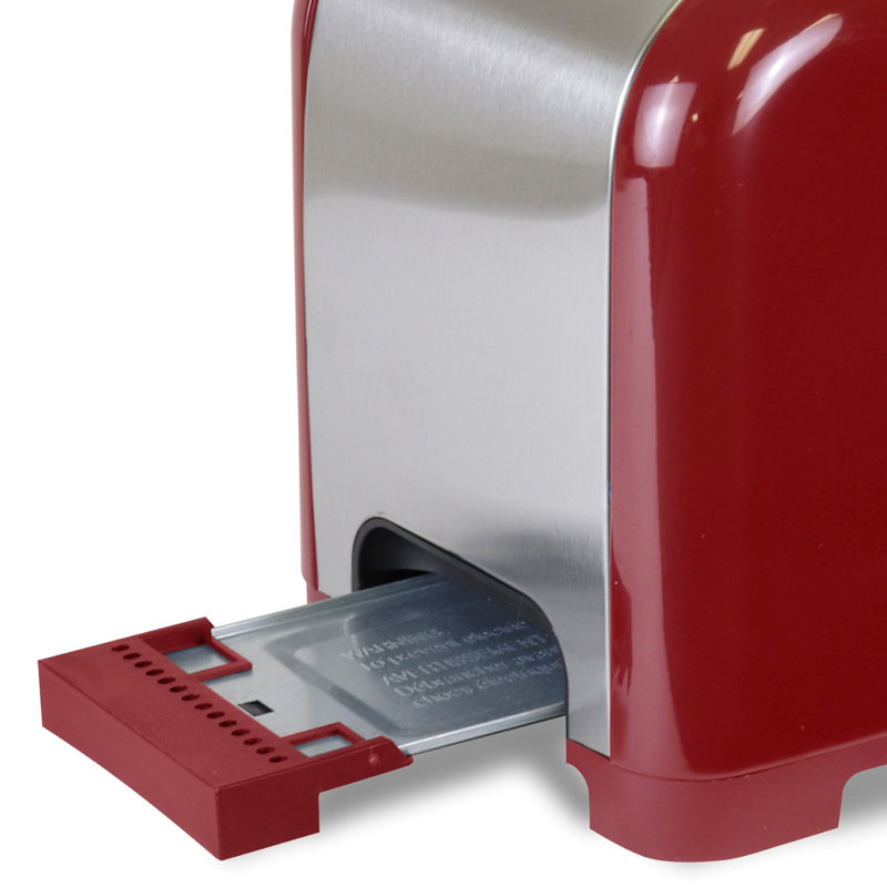 Kenmore 2 Slice Stainless Steel Toaster with Extra Wide Slots and Bagel & Defrost Functions, Red