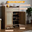 Range-chaussures Farmhouse en rotin avec portes et tablettes réglables, range-chaussures en bois à 5 niveaux pour le vestibule