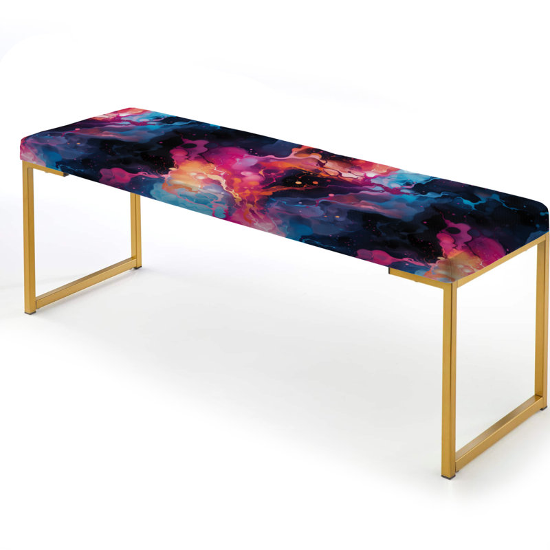 Banc rembourré en marbre rose et bleu Galactic Dreams Marble