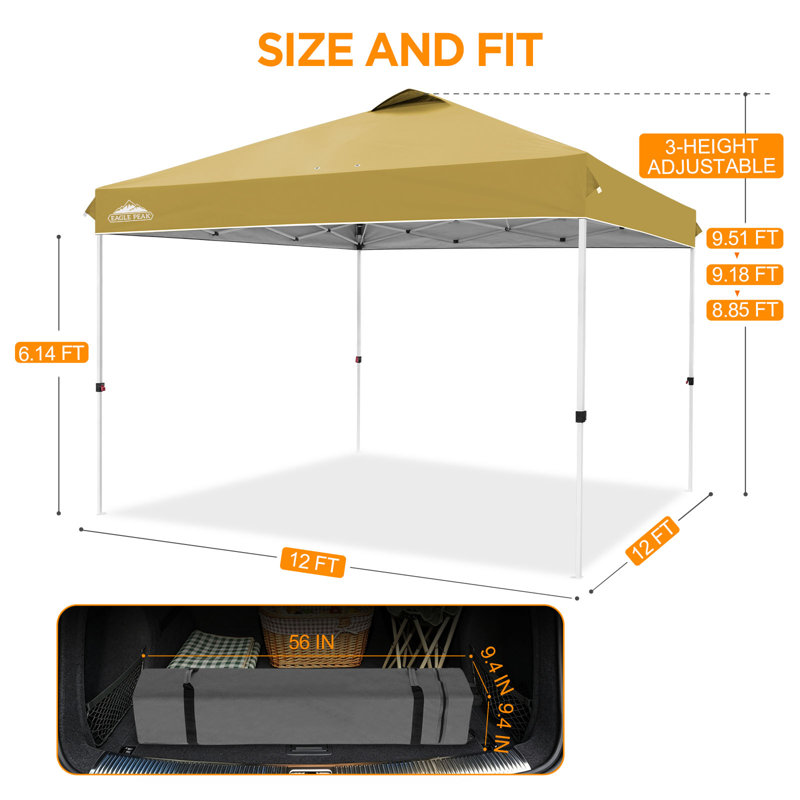 Pavillon escamotable 12 pi L 12 pi. D Auvent escamotable en acier, Beige