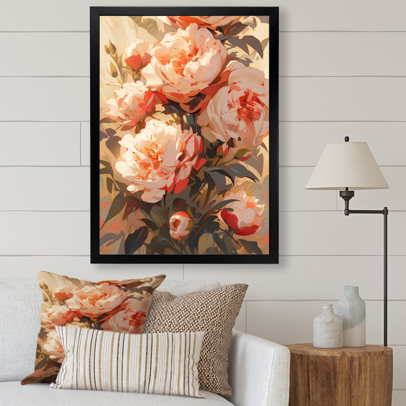 «Peony Whisperes Bouquet III», reproduction sur toile, Cadre photo noir, H 40 po x l 30 po x P 1,5 po