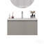 Meuble-lavabo mural 32 po avec 1 grand tiroir, système de fermeture en douceur, lavabo en céramique, conception sans poignée, bois massif, finition peinture, facile à installer, le robinet n'est pas inclus, gris moka-2036556650