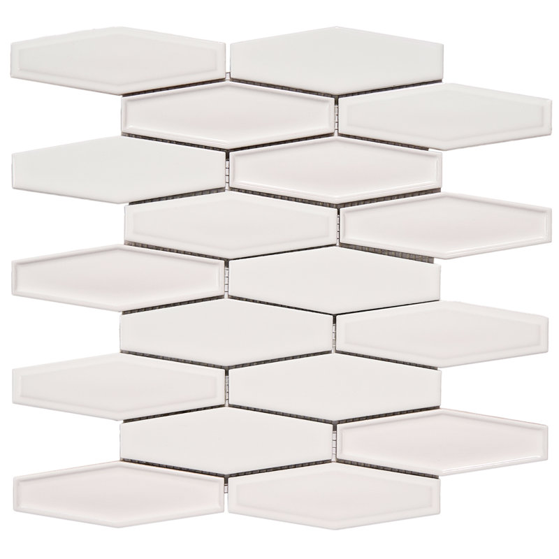 1.5" x 4.9" Porcelain Honeycomb Mosaic Floor Use Tile, White